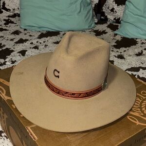 Elegant Tan Women's Hat with Decorative Band